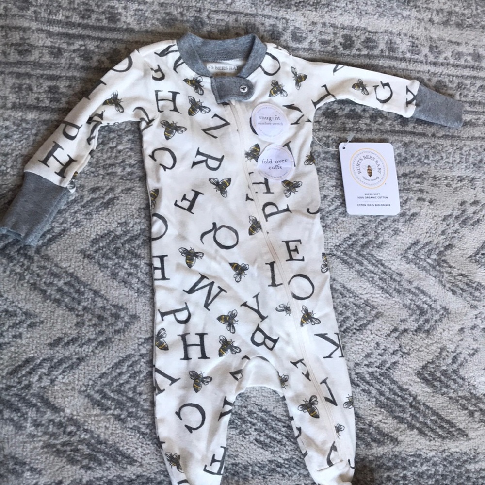 NWT 100% organic cotton burts bees footie pajama
